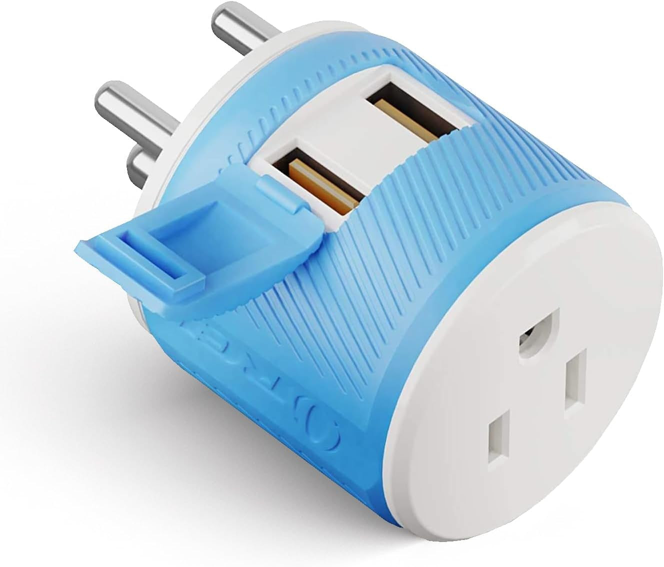3 in 1 India Plug Adapter (Type D Travel Adapter) with 2 USB Inputs and 1 Type B Input – CE & Rohs Certification - Plug Adapter for Maldives, Nepal, India, Bangladesh, Sudan & More