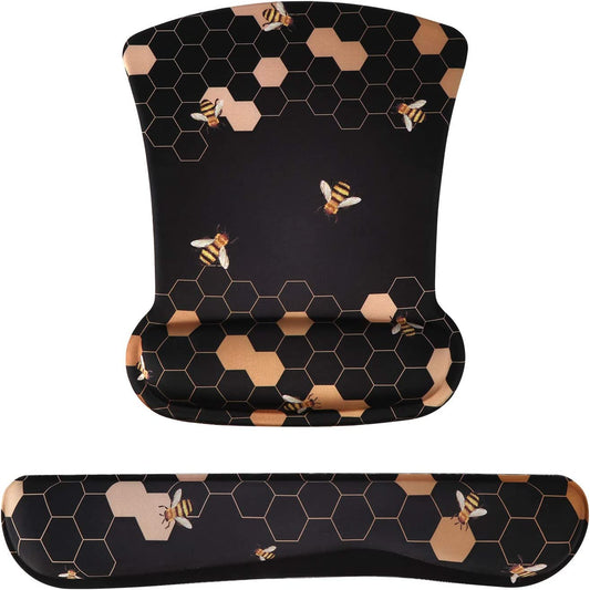 Ergonomic Mouse Pad with Wrist Rest, Keyboard Wrist Rest Mouse Wrist Rest, Made of Memory Foam, Easy Typing and Relieve Wrist Pain for Computer Keyboard Office (A-Honeycomb)
