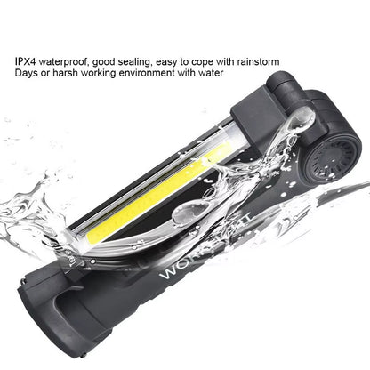 USB Rechargeable COB Work Light Portable Magnetic Car Repair Torch LED Red Light Warning Foldable Outdoor Emergency Flashlight